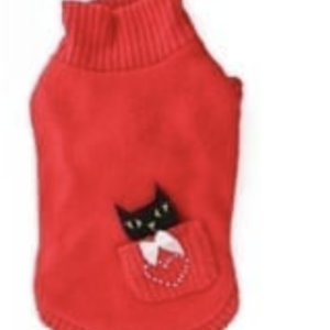 Puppy Angel Black Cat Peek-a-Boo Red Sweater